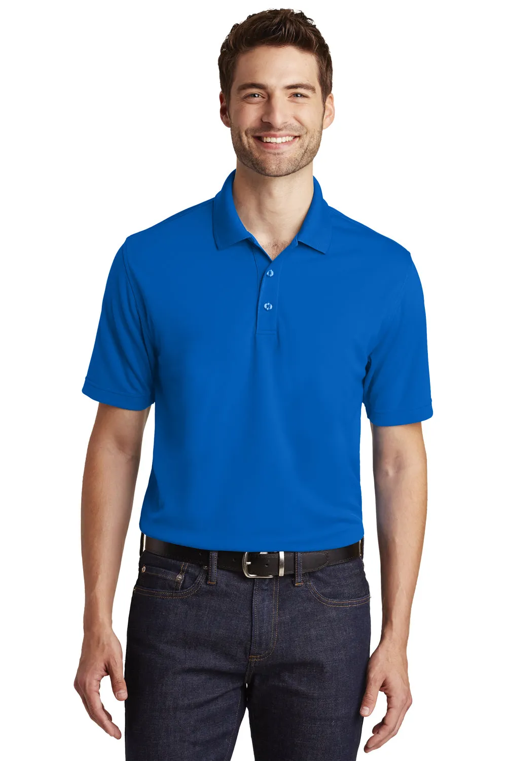 Port Authority Mens Dry Zone Moisture Wicking Short Sleeve Polo Shirt - True Royal Blue