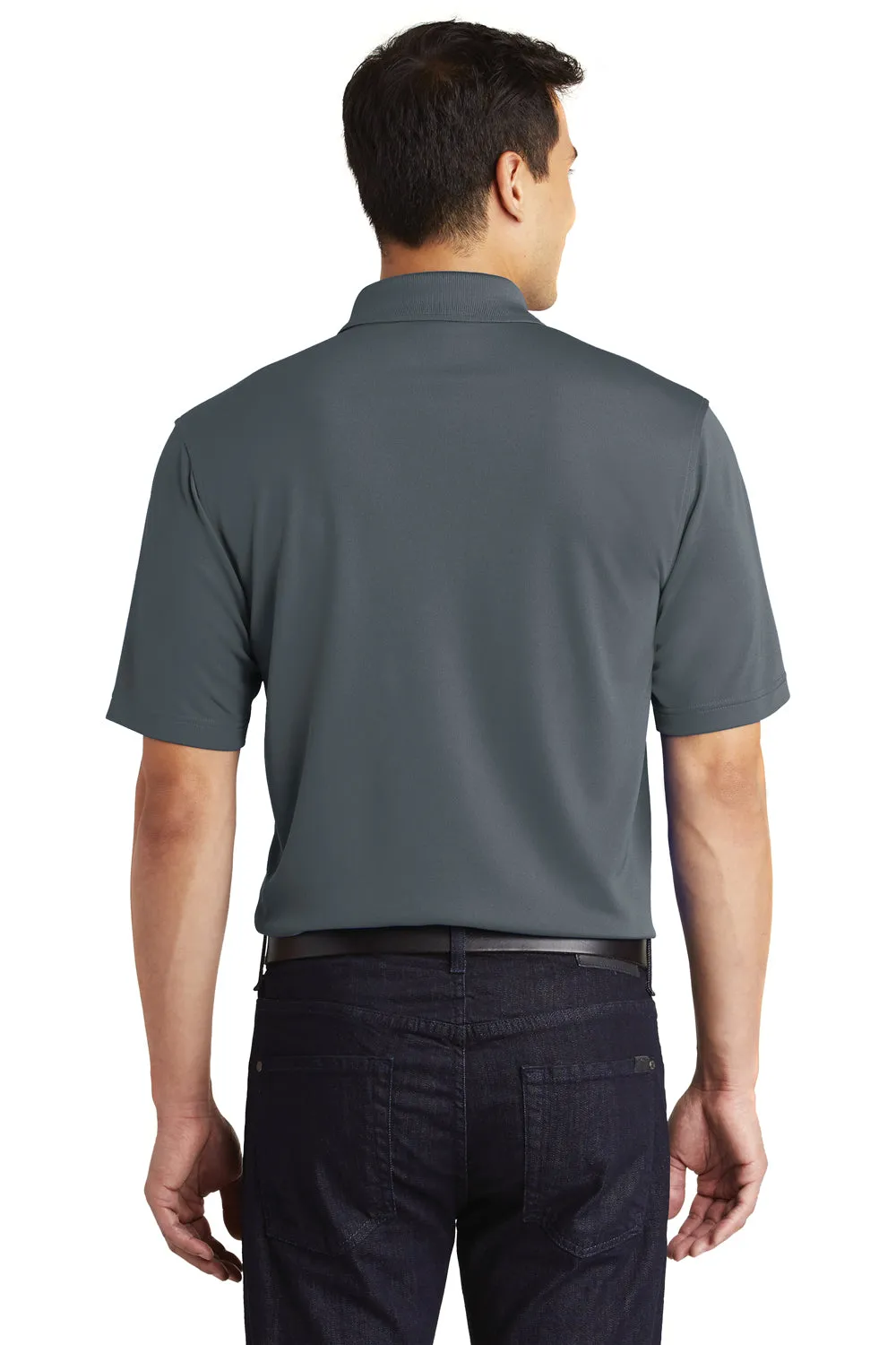 Port Authority Mens Dry Zone Moisture Wicking Short Sleeve Polo Shirt w/ Pocket - Graphite Grey