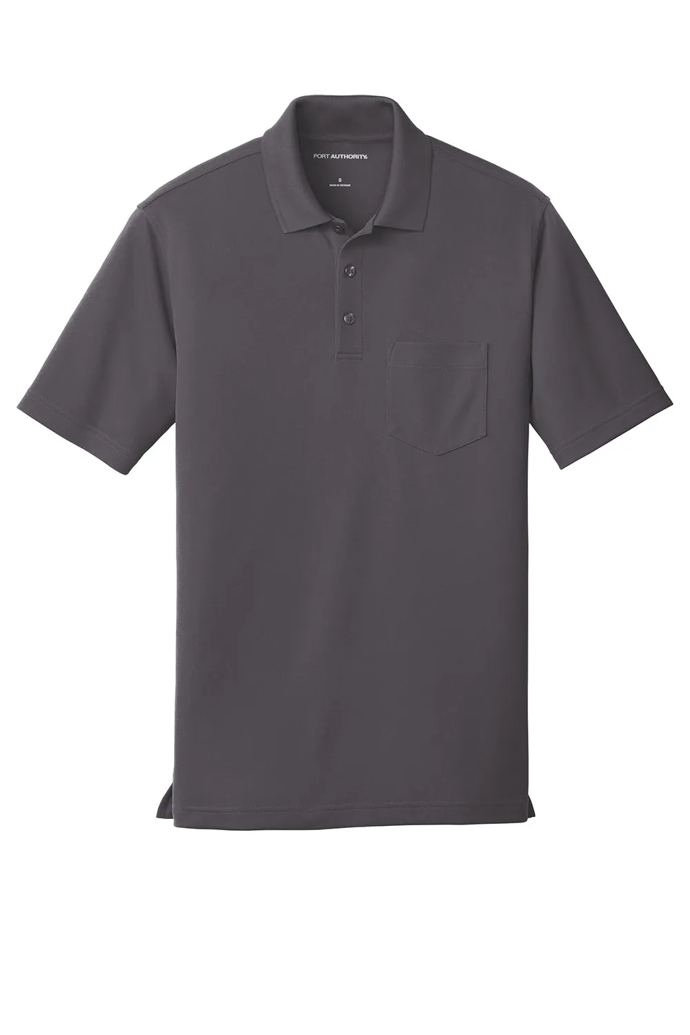 Port Authority Mens Dry Zone Moisture Wicking Short Sleeve Polo Shirt w/ Pocket - Graphite Grey