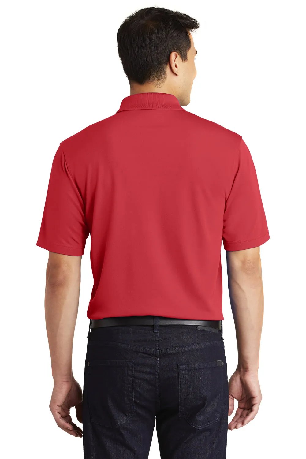 Port Authority Mens Dry Zone Moisture Wicking Short Sleeve Polo Shirt w/ Pocket - Rich Red