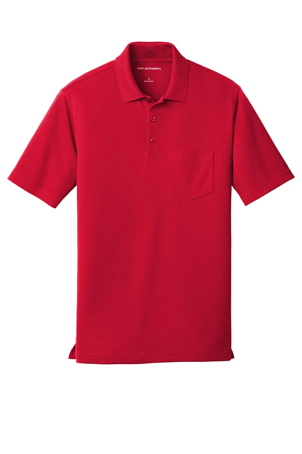 Port Authority Mens Dry Zone Moisture Wicking Short Sleeve Polo Shirt w/ Pocket - Rich Red