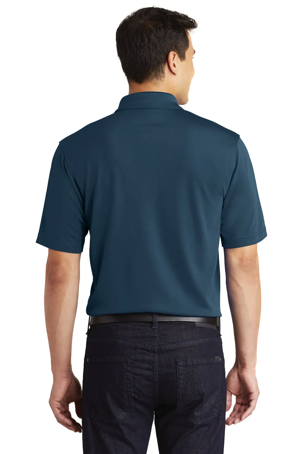 Port Authority Mens Dry Zone Moisture Wicking Short Sleeve Polo Shirt w/ Pocket - River Navy Blue