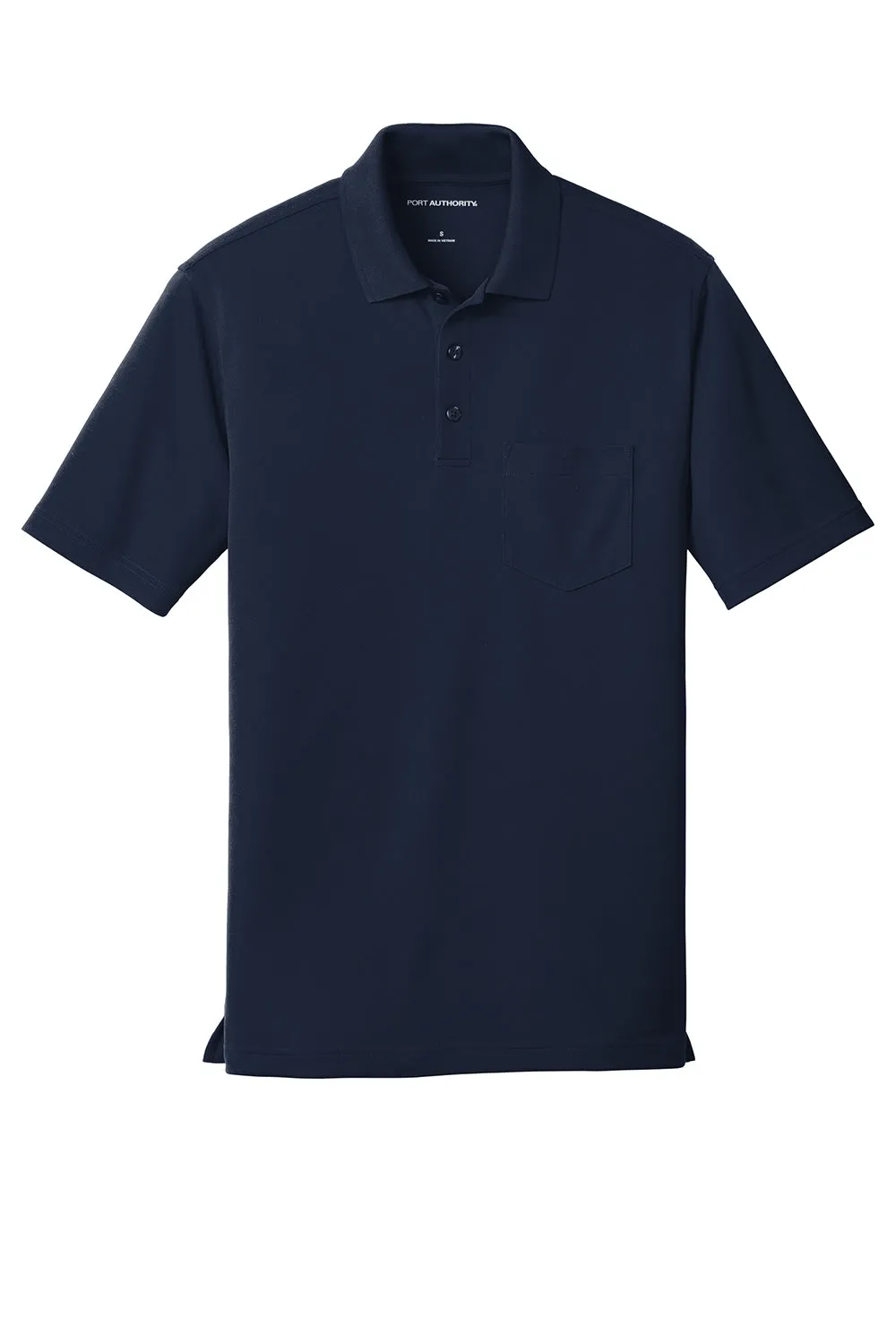 Port Authority Mens Dry Zone Moisture Wicking Short Sleeve Polo Shirt w/ Pocket - River Navy Blue