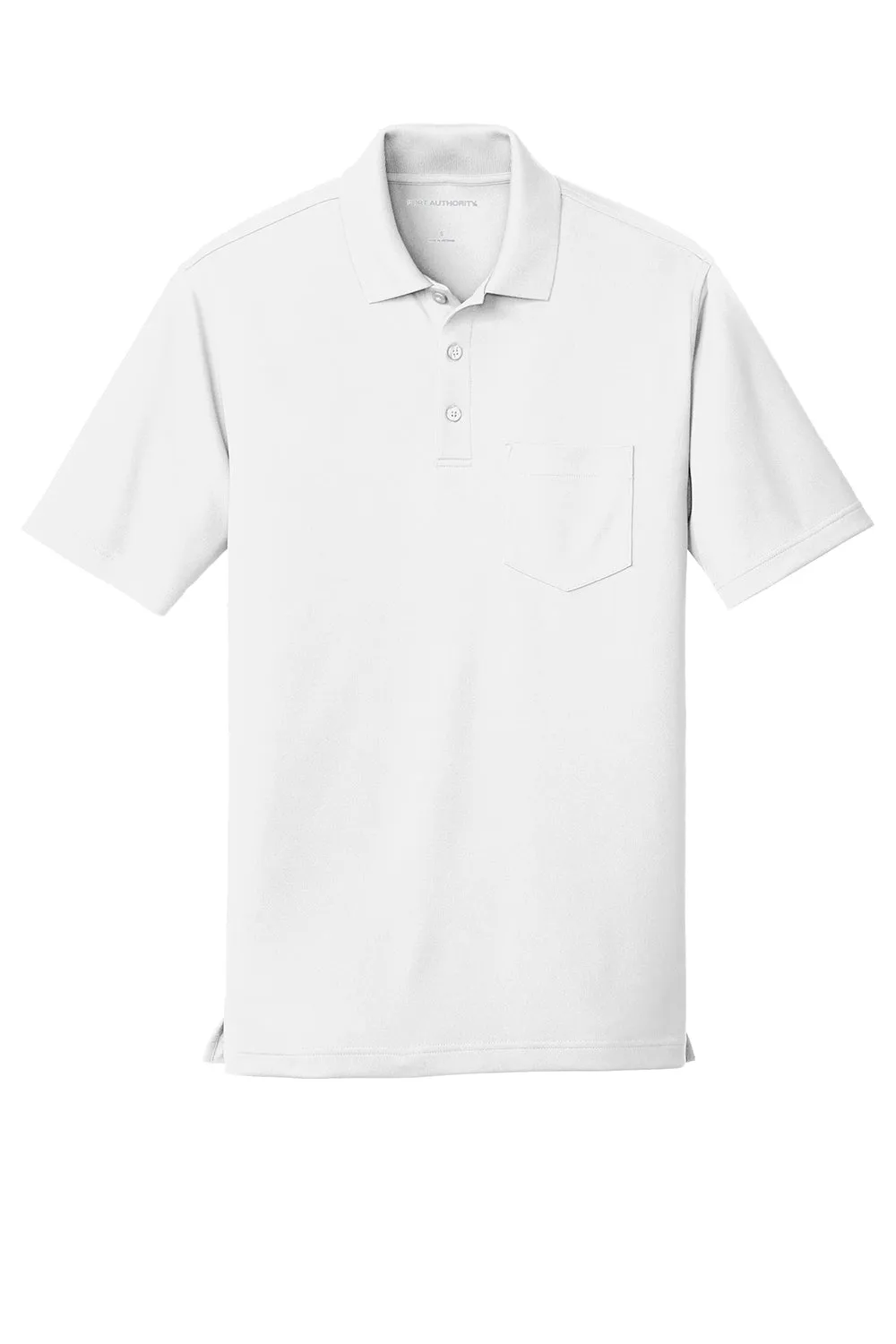 Port Authority Mens Dry Zone Moisture Wicking Short Sleeve Polo Shirt w/ Pocket - White - Closeout