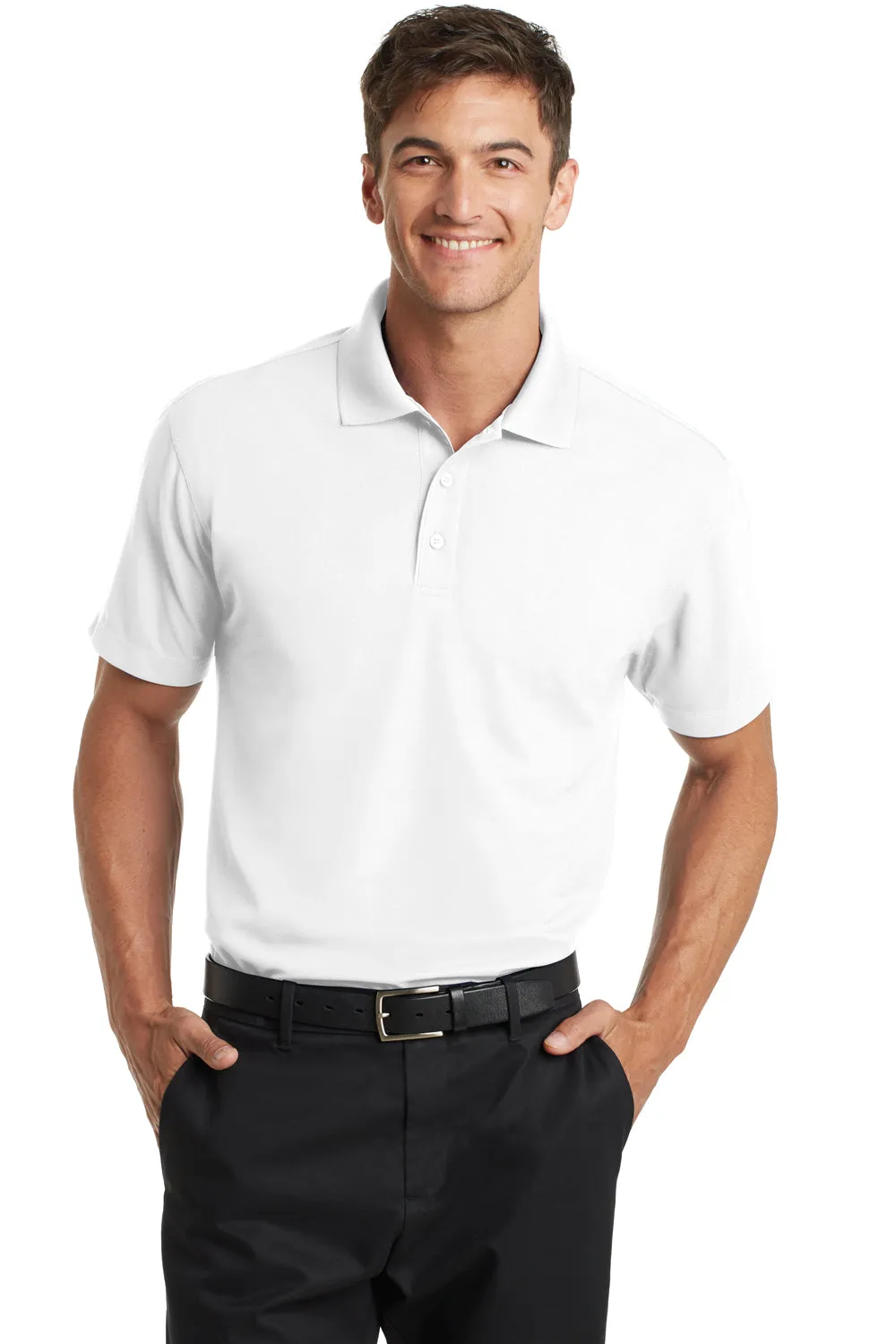 Port Authority Mens Dry Zone Moisture Wicking Short Sleeve Polo Shirt - White