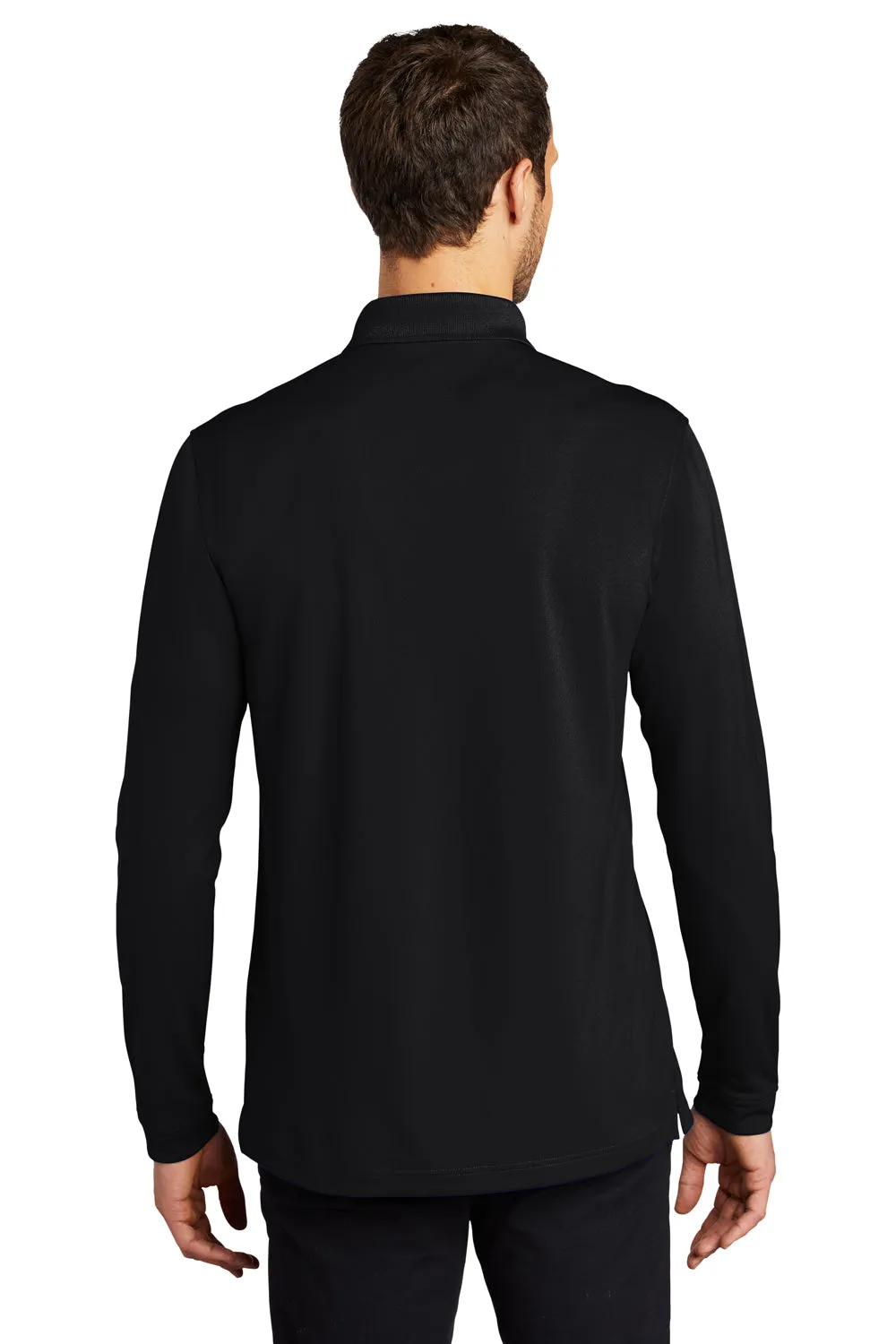 Port Authority Mens Dry Zone Performance Moisture Wicking Long Sleeve Polo Shirt - Deep Black