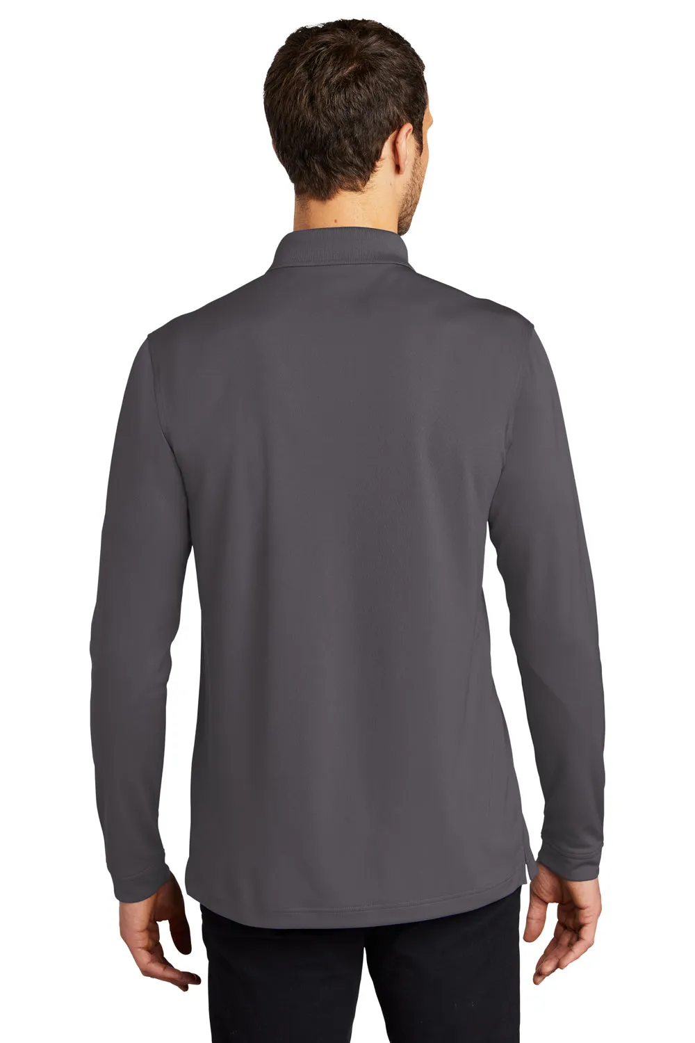 Port Authority Mens Dry Zone Performance Moisture Wicking Long Sleeve Polo Shirt - Graphite Grey