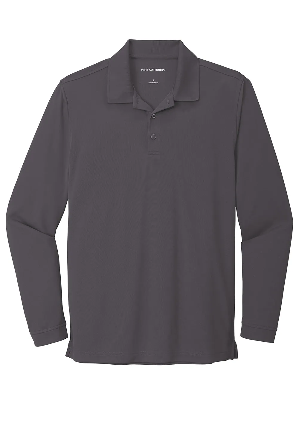 Port Authority Mens Dry Zone Performance Moisture Wicking Long Sleeve Polo Shirt - Graphite Grey