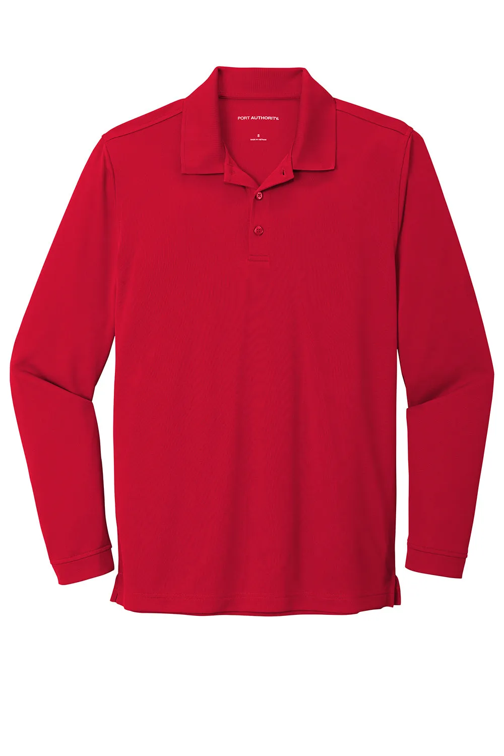 Port Authority Mens Dry Zone Performance Moisture Wicking Long Sleeve Polo Shirt - Rich Red
