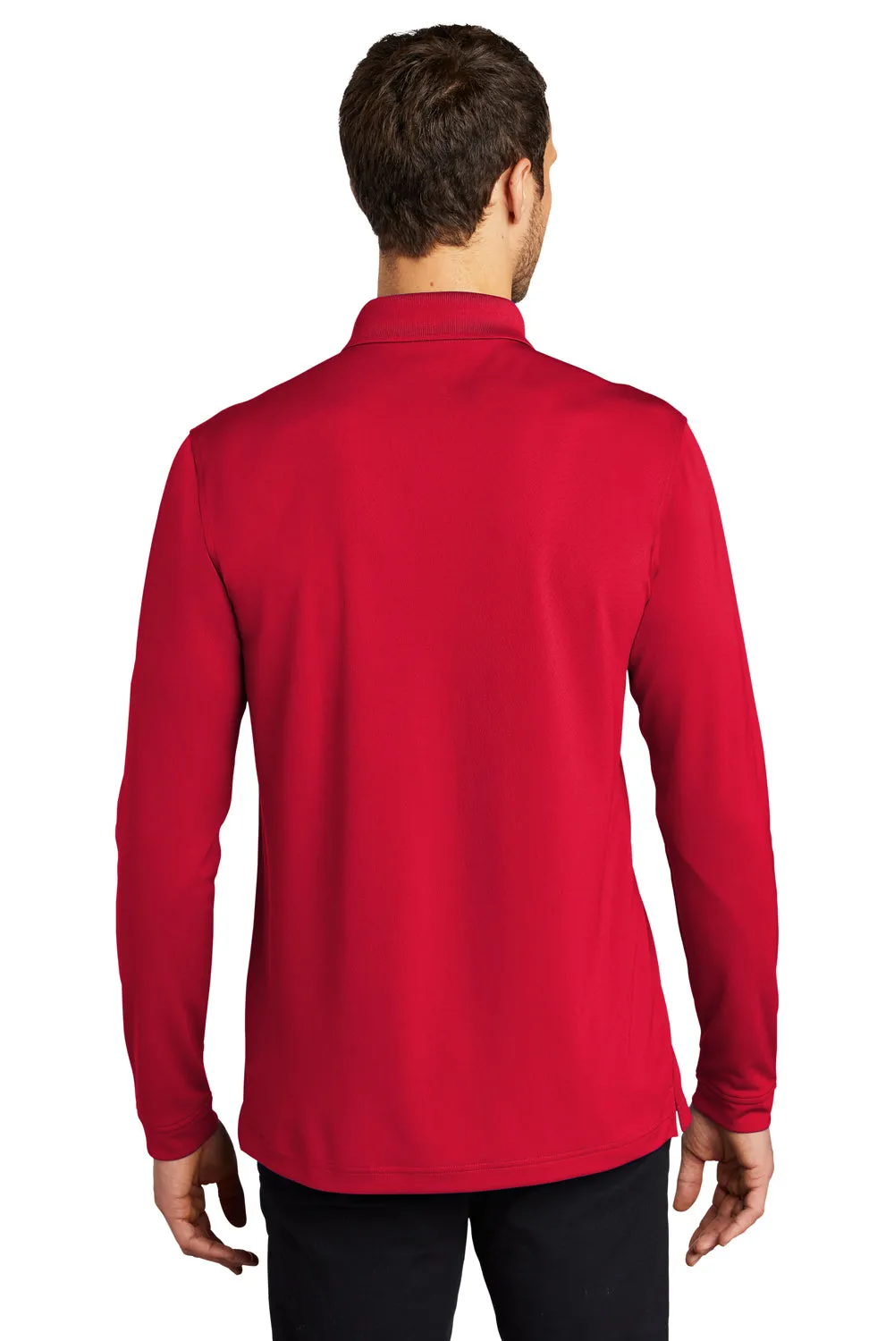 Port Authority Mens Dry Zone Performance Moisture Wicking Long Sleeve Polo Shirt - Rich Red