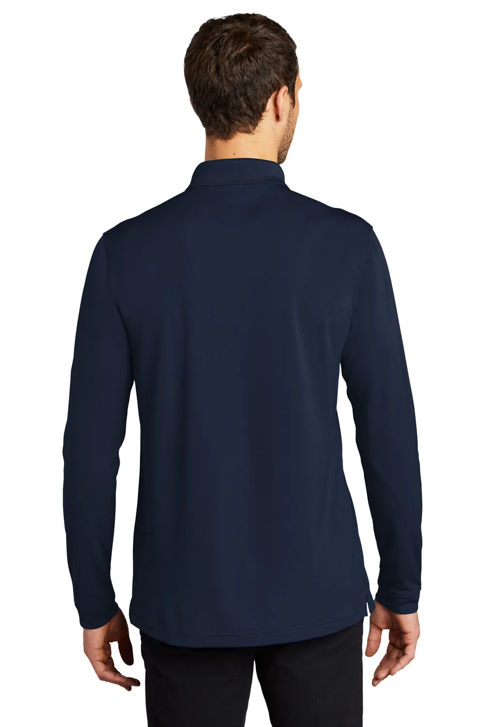 Port Authority Mens Dry Zone Performance Moisture Wicking Long Sleeve Polo Shirt - River Navy Blue
