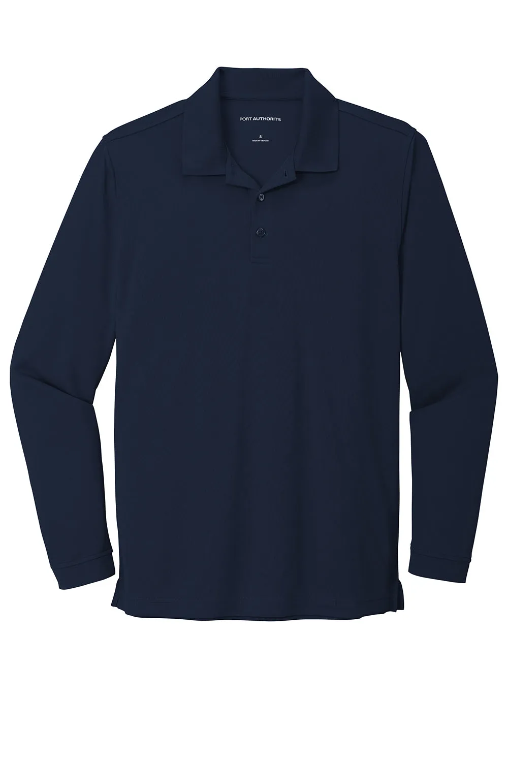 Port Authority Mens Dry Zone Performance Moisture Wicking Long Sleeve Polo Shirt - River Navy Blue