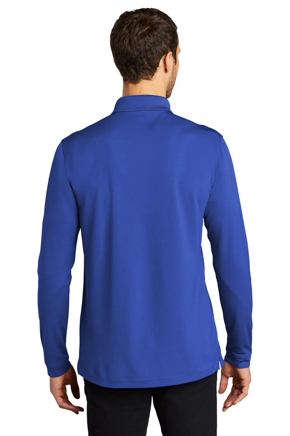 Port Authority Mens Dry Zone Performance Moisture Wicking Long Sleeve Polo Shirt - True Royal Blue