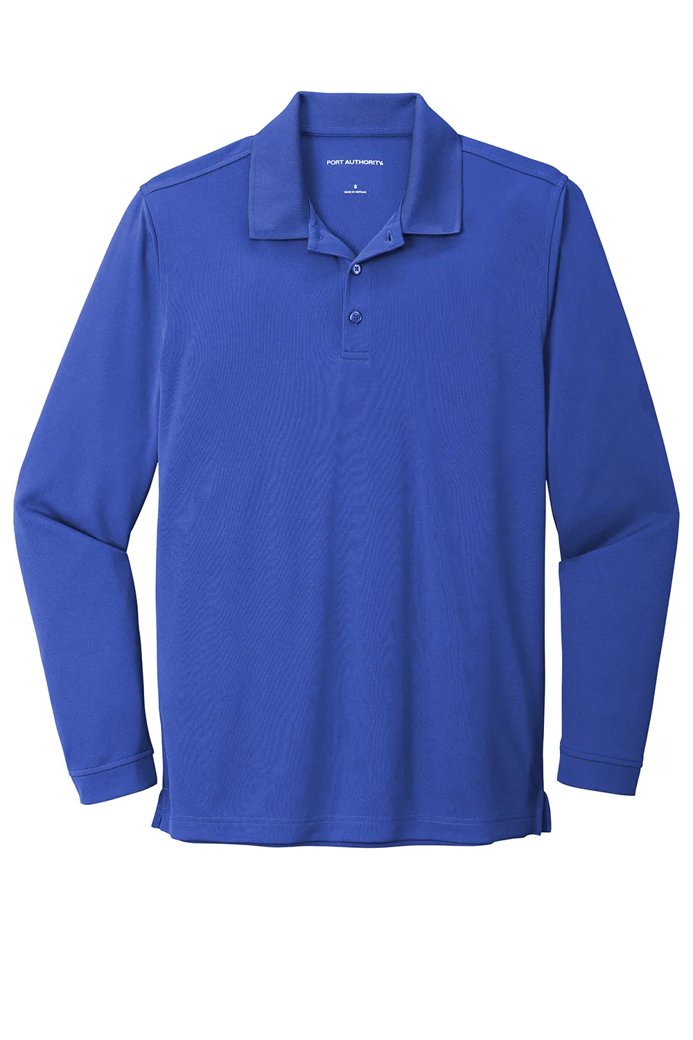 Port Authority Mens Dry Zone Performance Moisture Wicking Long Sleeve Polo Shirt - True Royal Blue