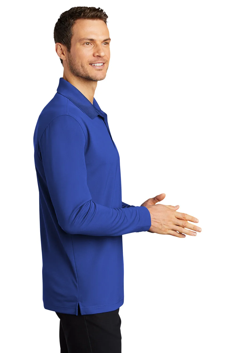 Port Authority Mens Dry Zone Performance Moisture Wicking Long Sleeve Polo Shirt - True Royal Blue