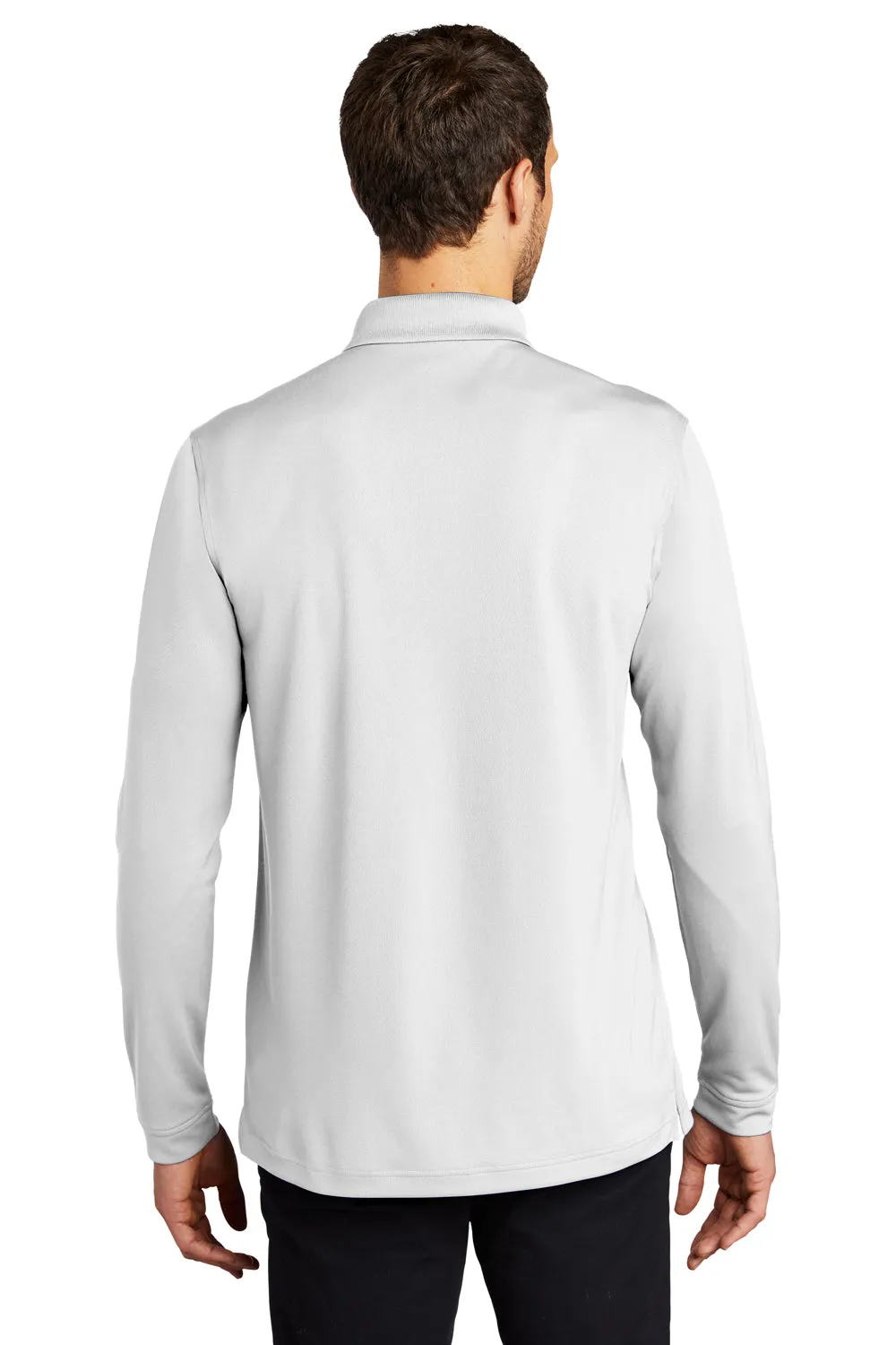 Port Authority Mens Dry Zone Performance Moisture Wicking Long Sleeve Polo Shirt - White