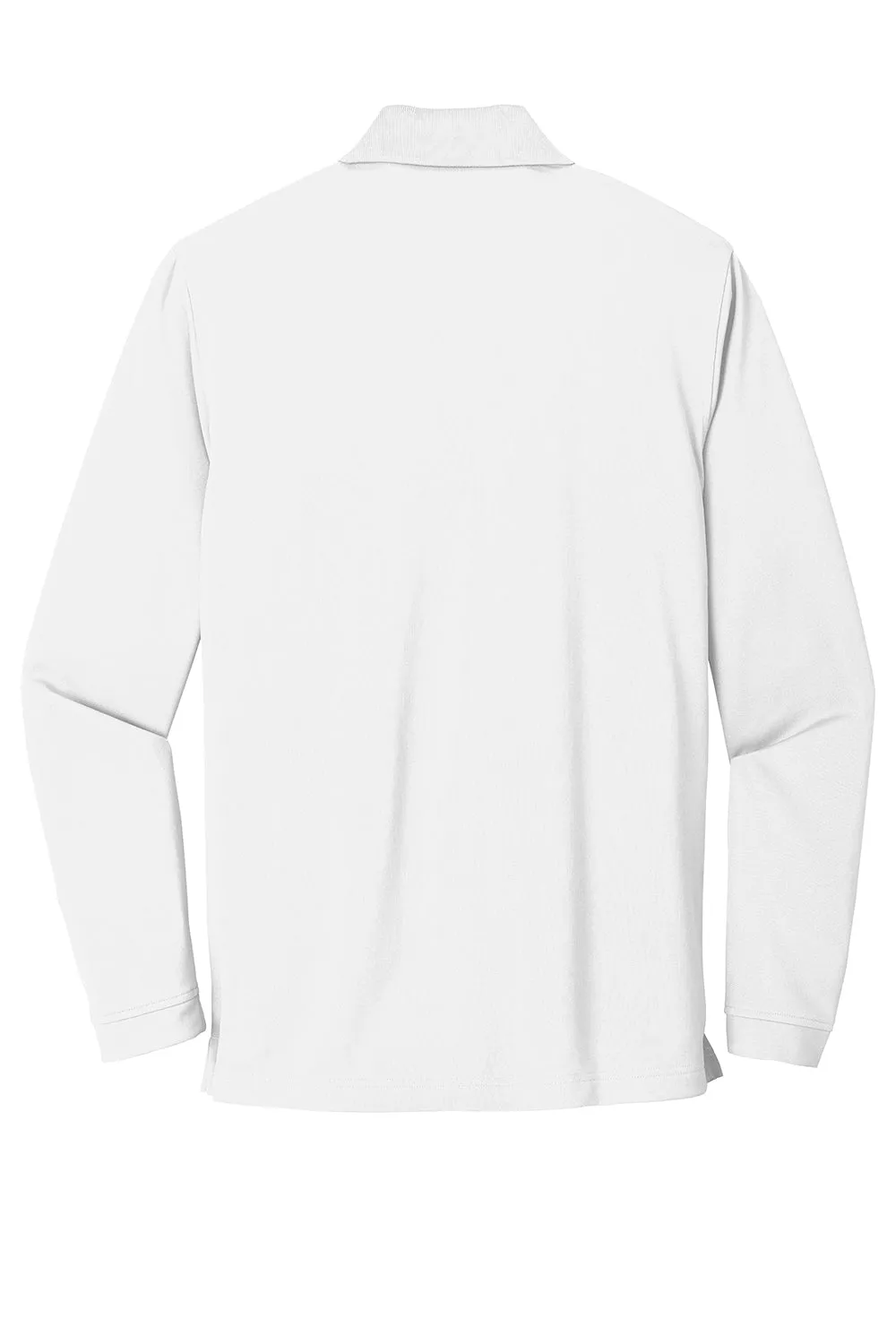 Port Authority Mens Dry Zone Performance Moisture Wicking Long Sleeve Polo Shirt - White