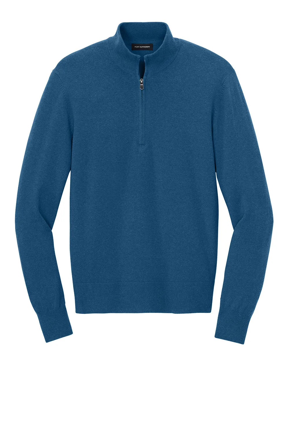 Port Authority Mens Easy Care Long Sleeve 1/4 Zip Sweater - Heather Aegean Blue