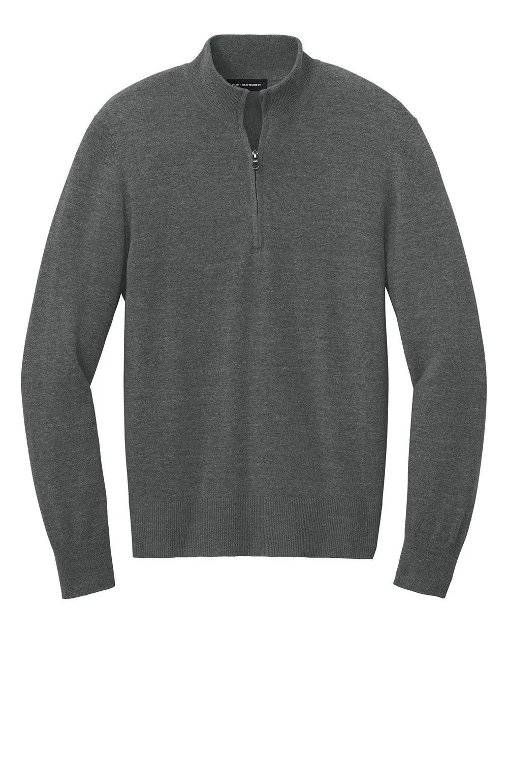 Port Authority Mens Easy Care Long Sleeve 1/4 Zip Sweater - Heather Charcoal Grey