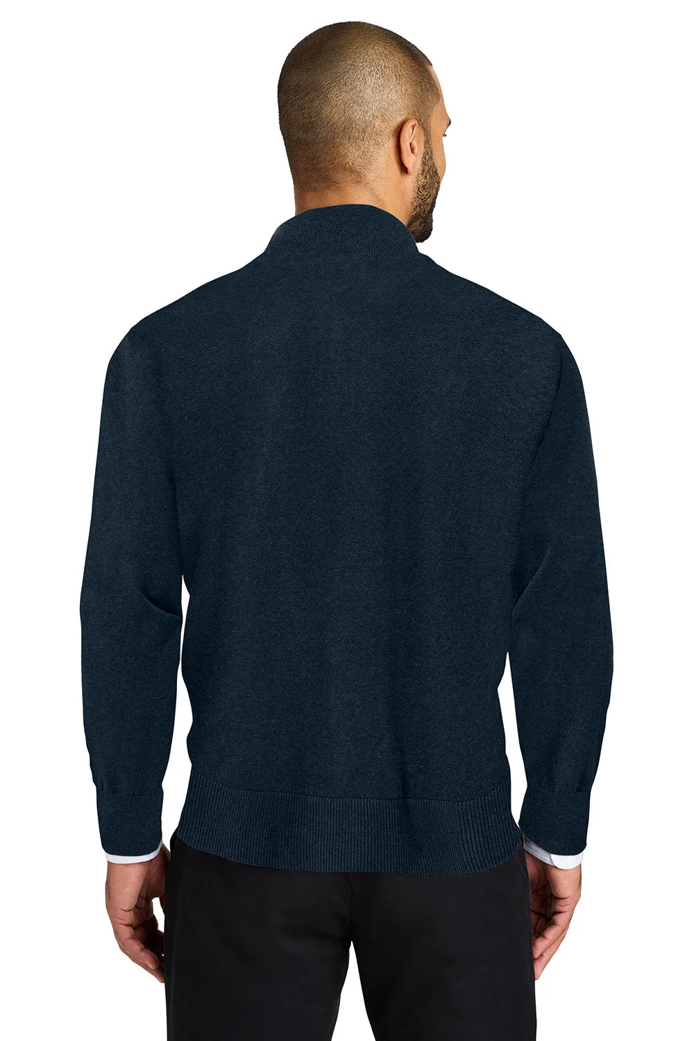 Port Authority Mens Easy Care Long Sleeve 1/4 Zip Sweater - River Navy Blue