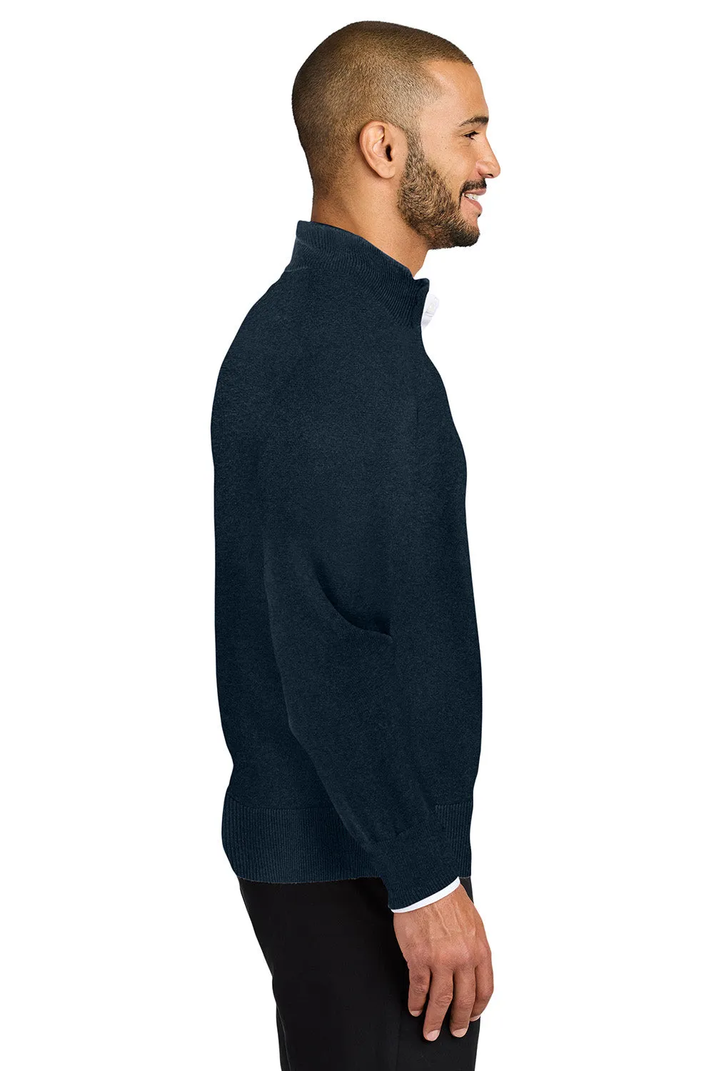 Port Authority Mens Easy Care Long Sleeve 1/4 Zip Sweater - River Navy Blue