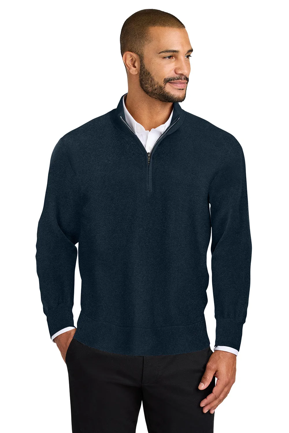 Port Authority Mens Easy Care Long Sleeve 1/4 Zip Sweater - River Navy Blue