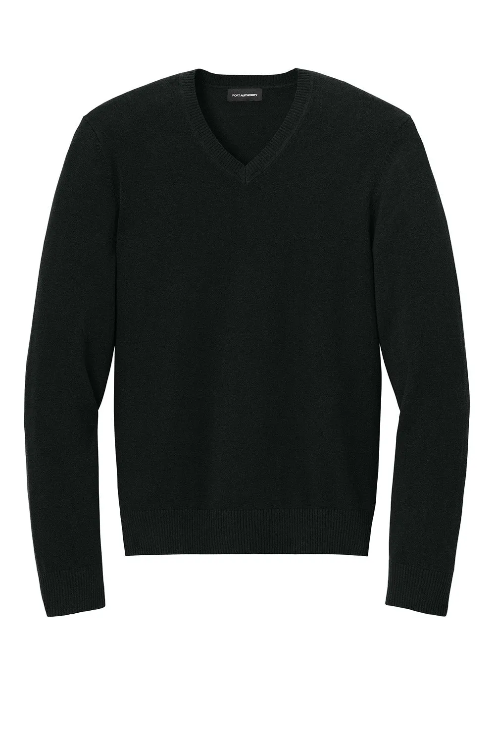 Port Authority Mens Easy Care Long Sleeve V-Neck Sweater - Deep Black