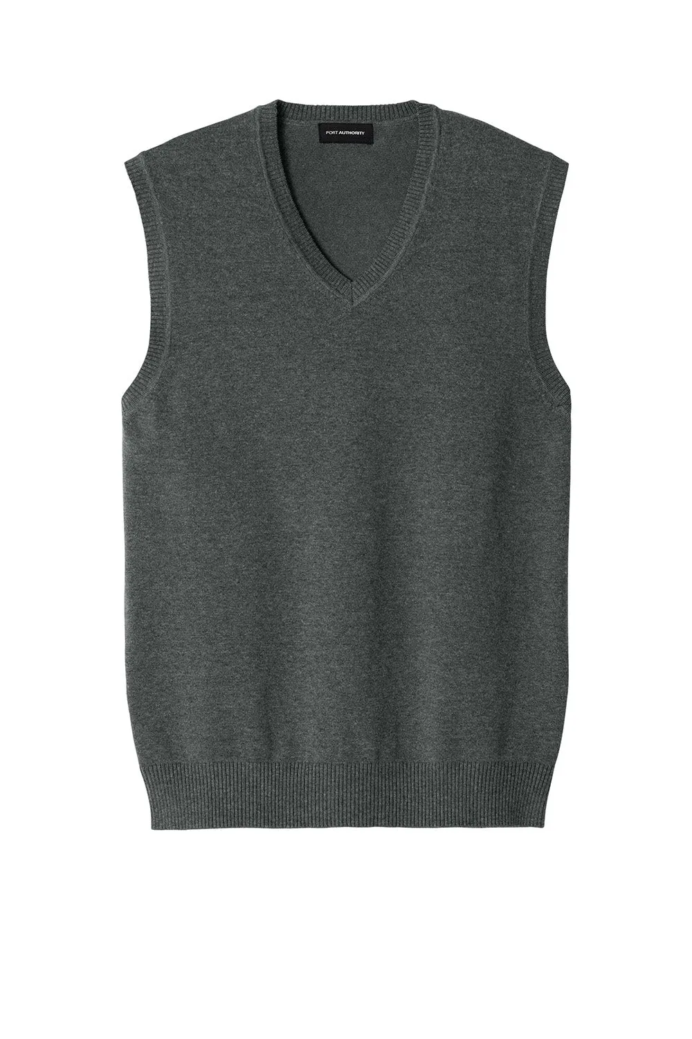 Port Authority Mens Easy Care V-Neck Sweater Vest - Heather Charcoal Grey