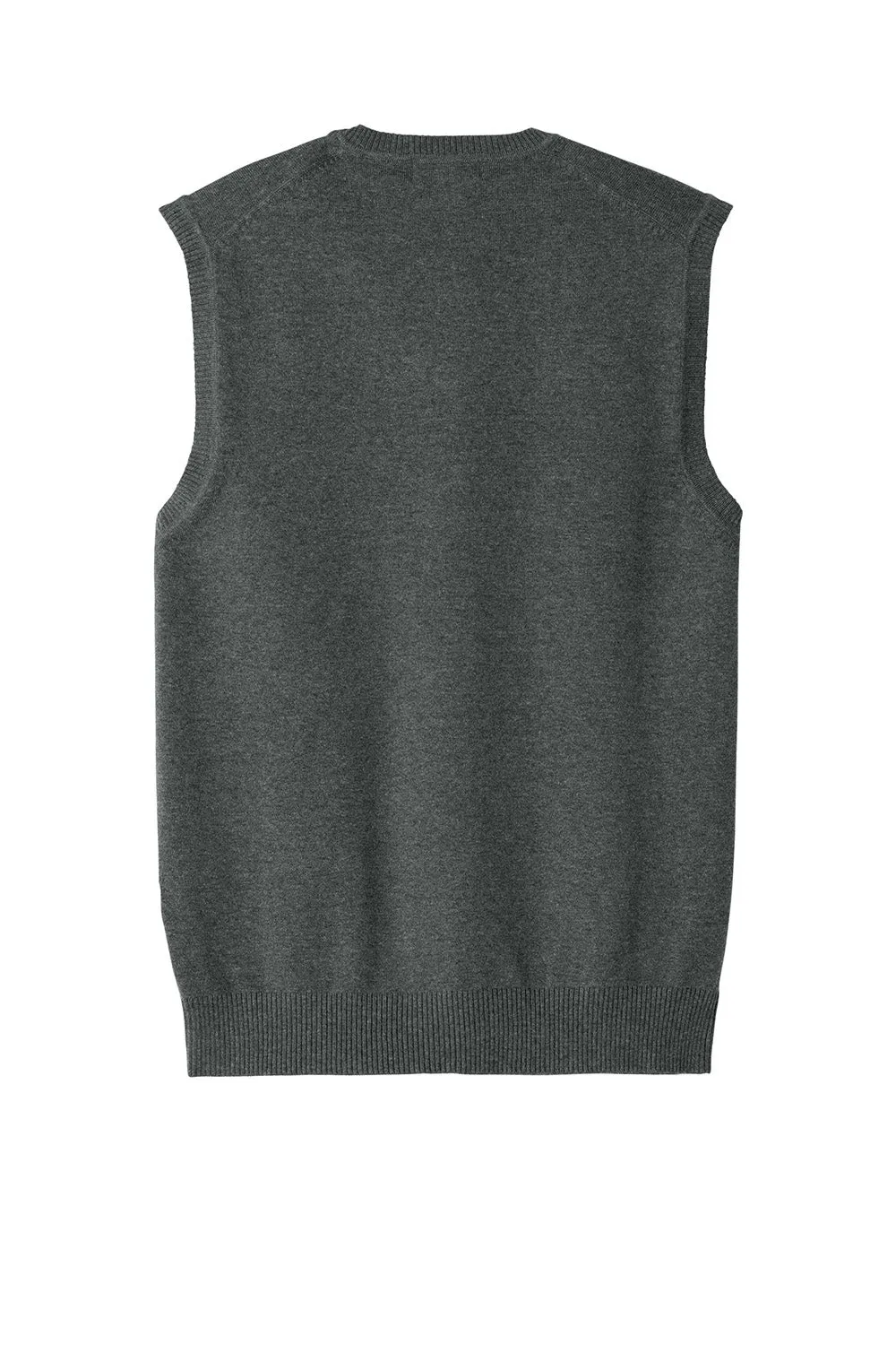 Port Authority Mens Easy Care V-Neck Sweater Vest - Heather Charcoal Grey