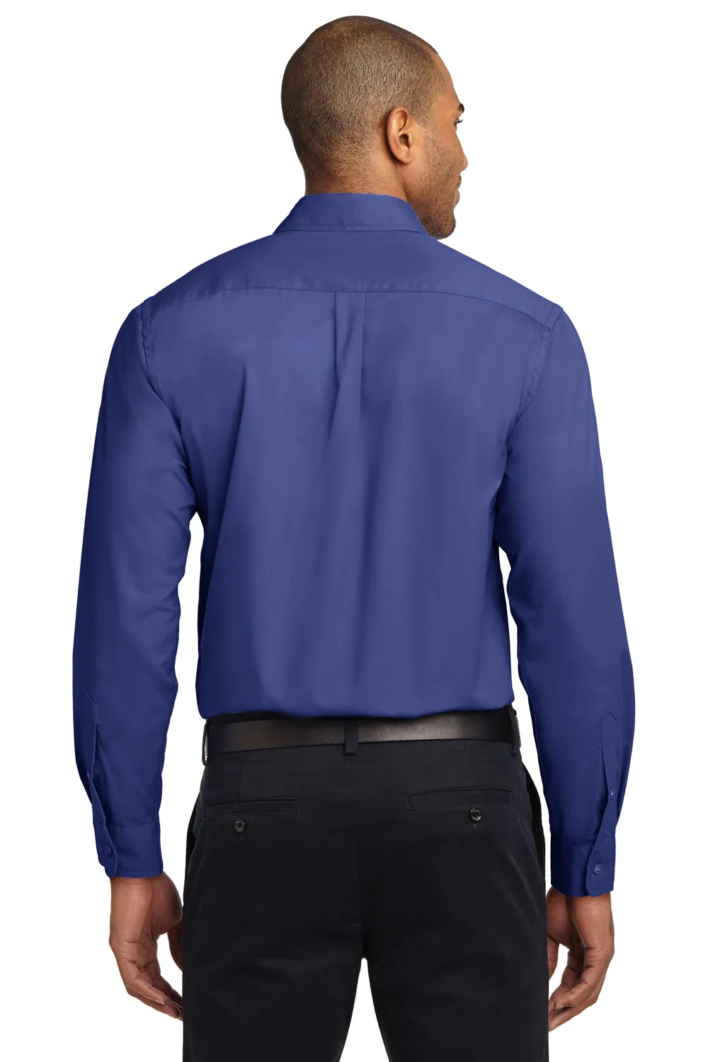 Port Authority Mens Easy Care Wrinkle Resistant Long Sleeve Button Down Shirt w/ Pocket - Mediterranean Blue - Closeout