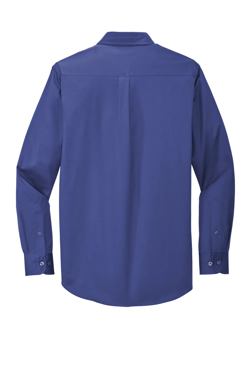 Port Authority Mens Easy Care Wrinkle Resistant Long Sleeve Button Down Shirt w/ Pocket - Mediterranean Blue - Closeout