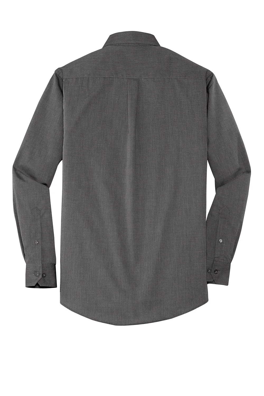 Port Authority Mens Easy Care Wrinkle Resistant Long Sleeve Button Down Shirt w/ Pocket - Soft Black