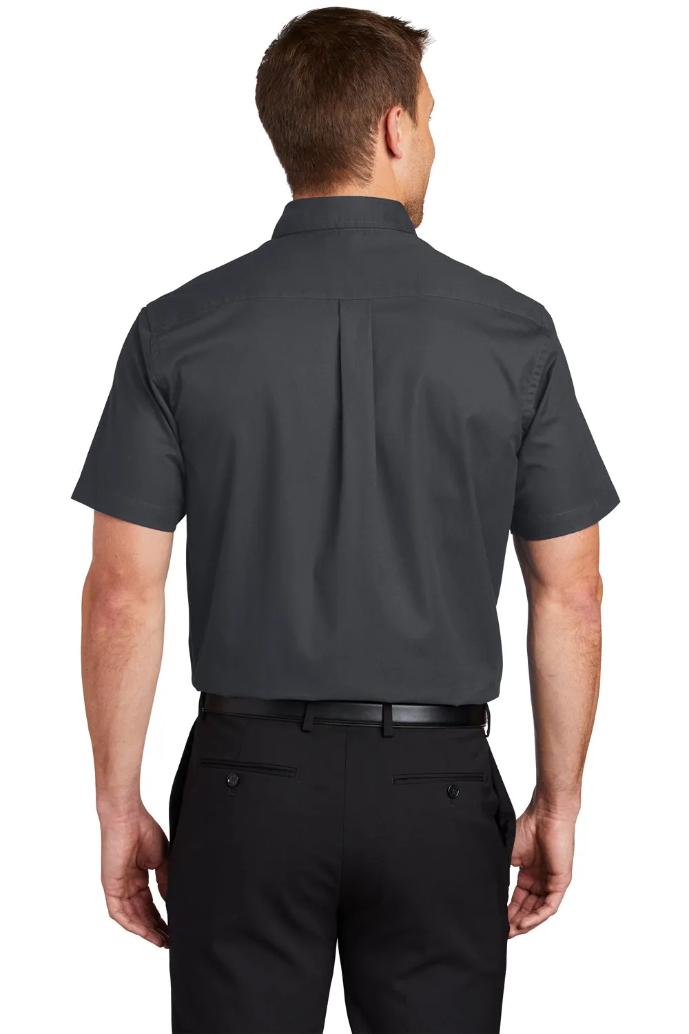 Port Authority Mens Easy Care Wrinkle Resistant Short Sleeve Button Down Shirt w/ Pocket - Classic Navy Blue - Closeout
