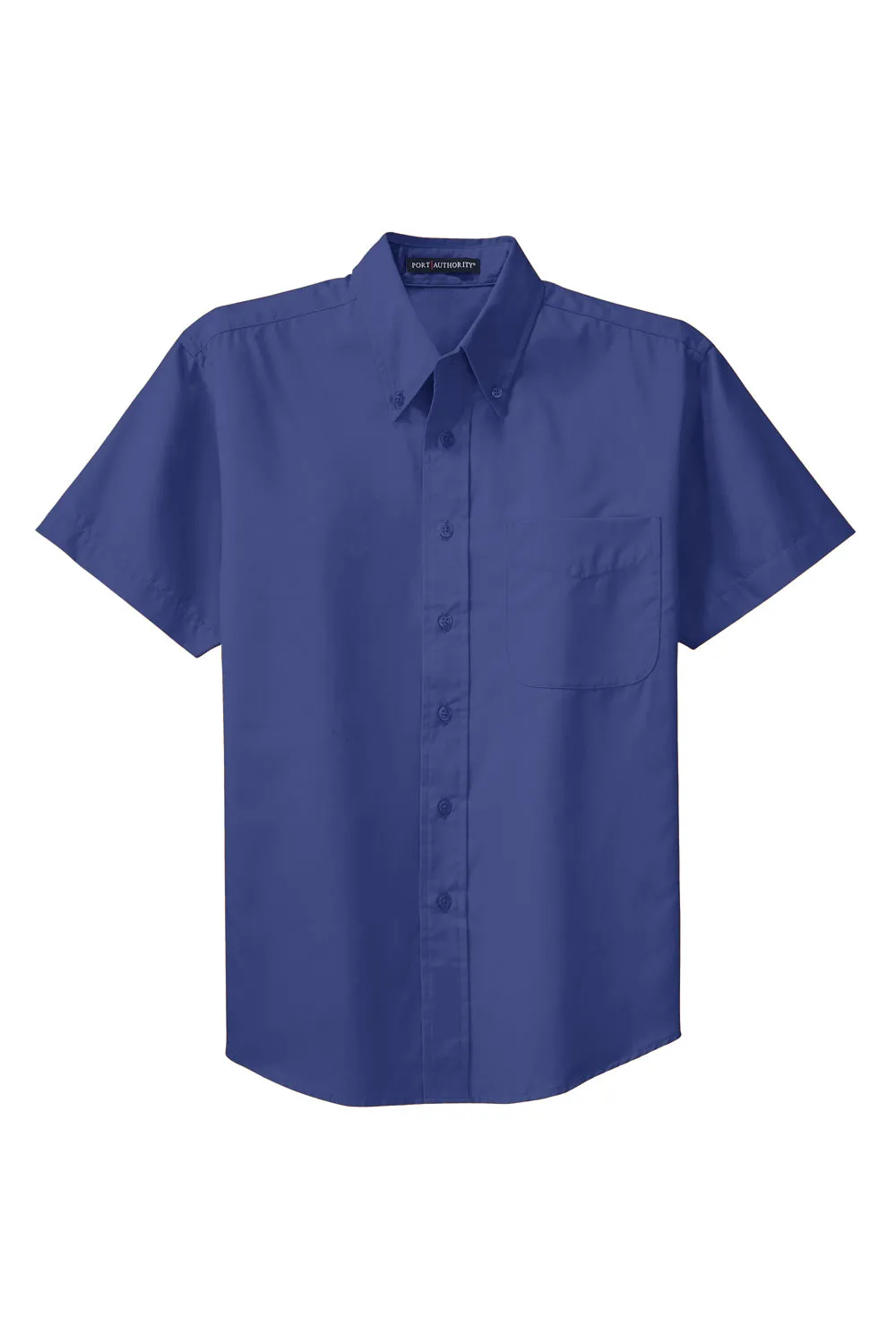 Port Authority Mens Easy Care Wrinkle Resistant Short Sleeve Button Down Shirt w/ Pocket - Mediterranean Blue - Closeout