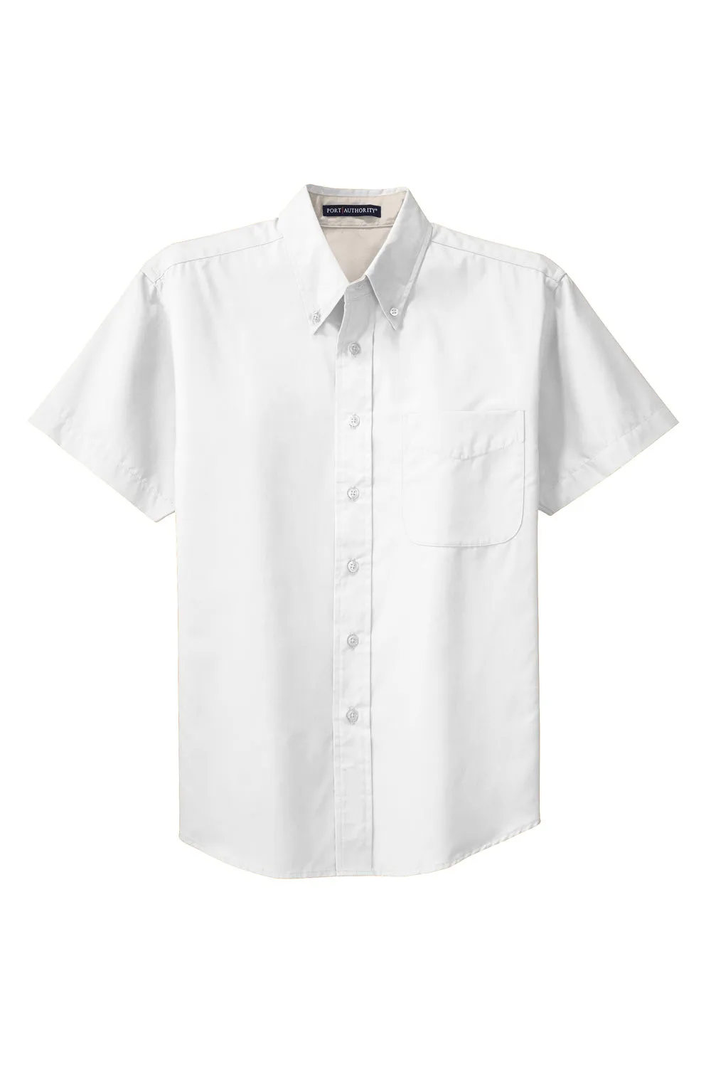 Port Authority Mens Easy Care Wrinkle Resistant Short Sleeve Button Down Shirt w/ Pocket - White