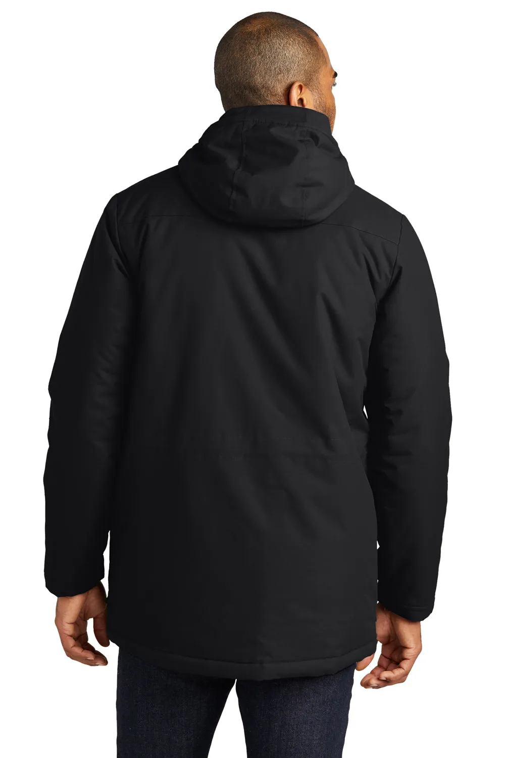 Port Authority Mens Excursion Water Resistant Full Zip Hooded Parka - Deep Black