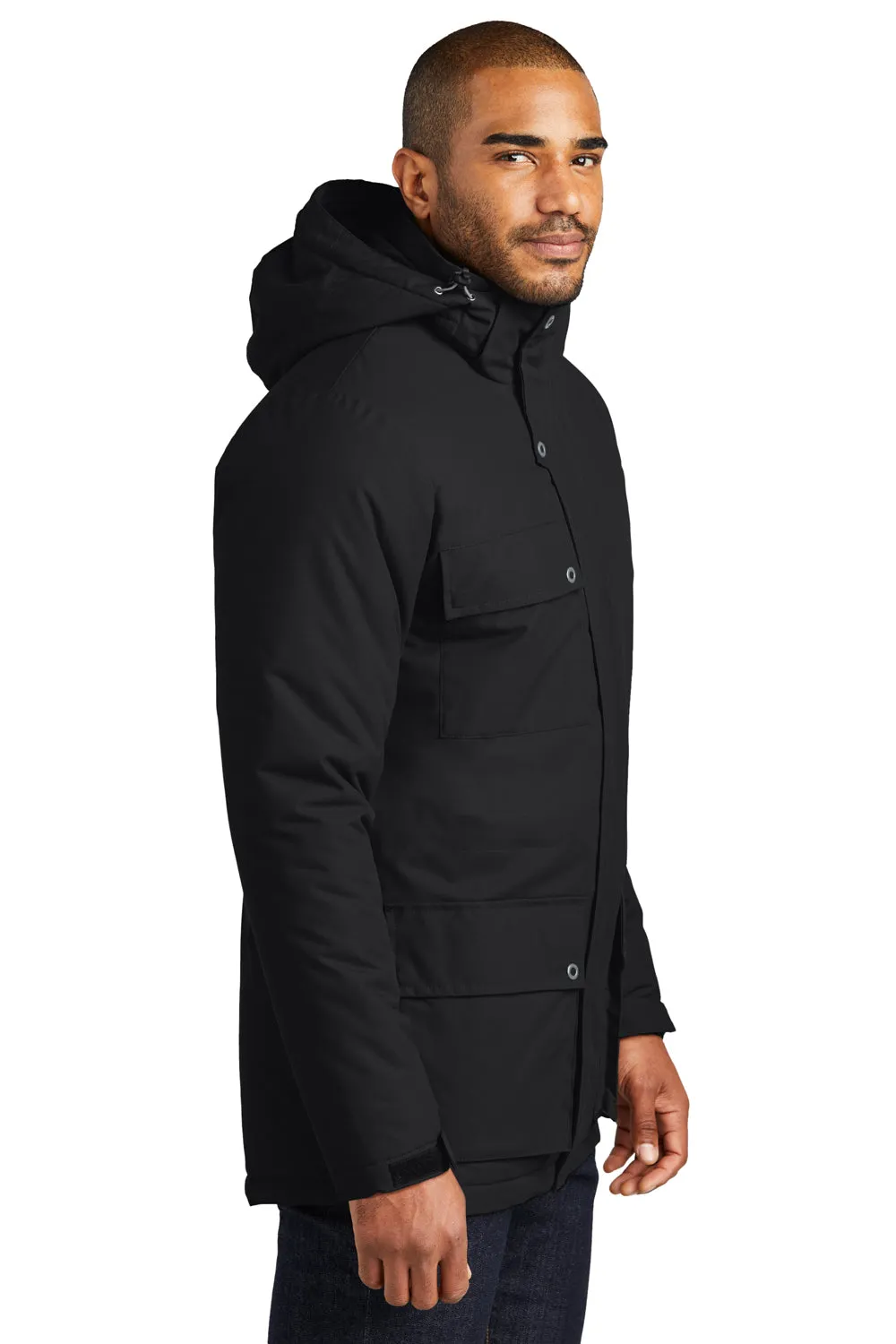 Port Authority Mens Excursion Water Resistant Full Zip Hooded Parka - Deep Black
