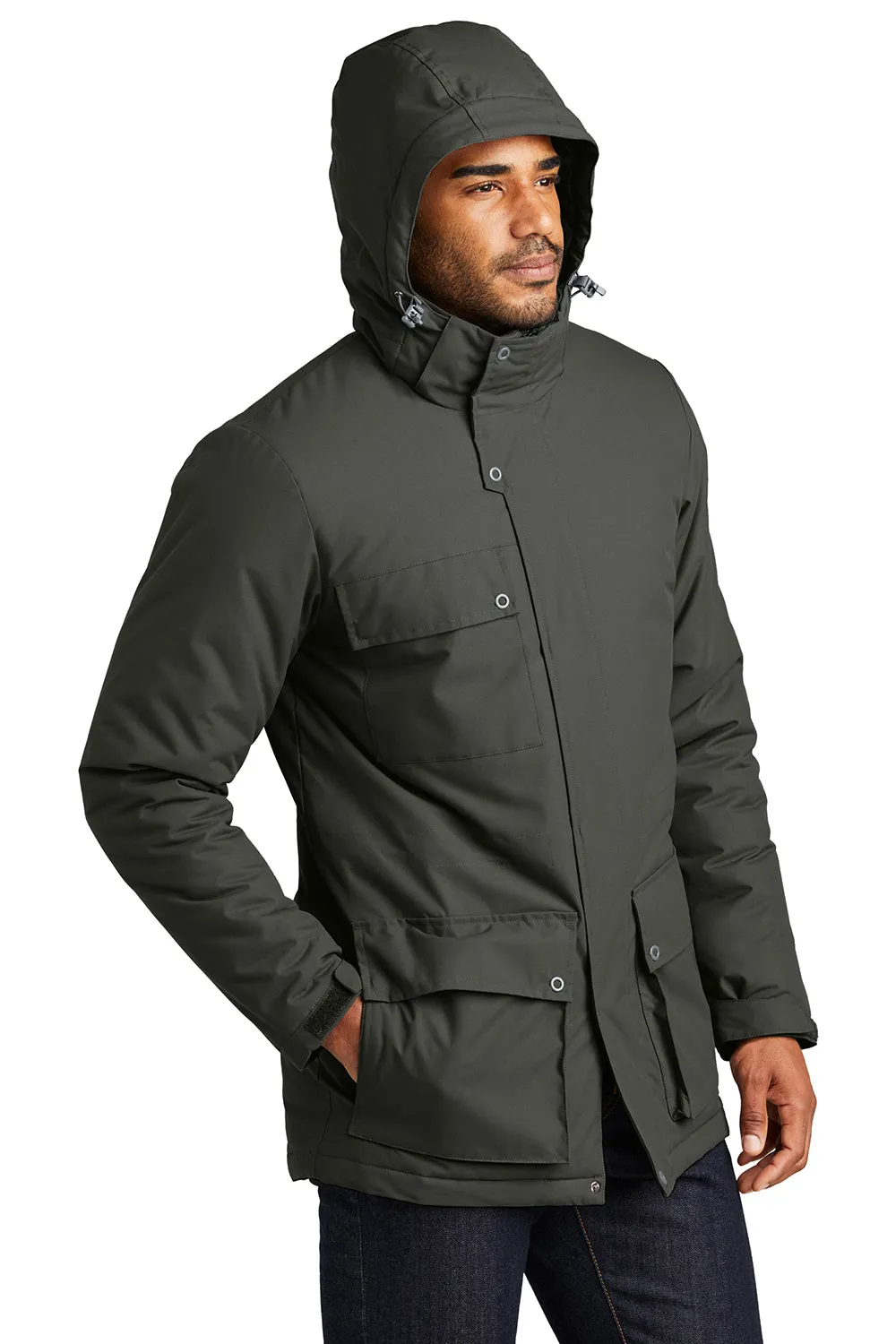 Port Authority Mens Excursion Water Resistant Full Zip Hooded Parka - Storm Grey