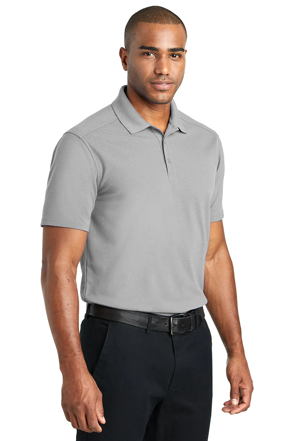 Port Authority Mens EZPerformance Moisture Wicking Short Sleeve Polo Shirt - Gusty Grey