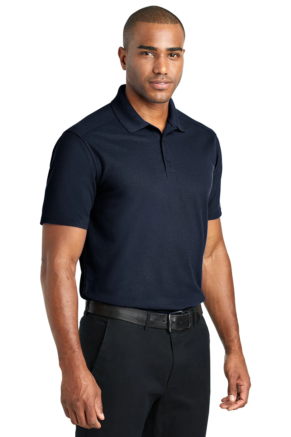 Port Authority Mens EZPerformance Moisture Wicking Short Sleeve Polo Shirt - Navy Blue