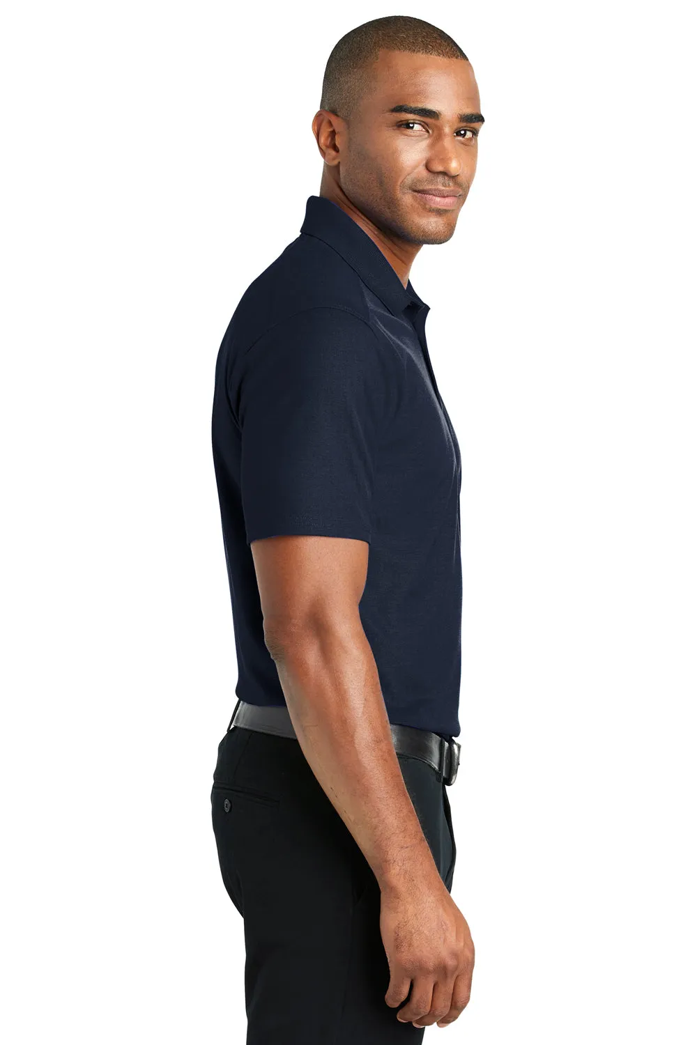 Port Authority Mens EZPerformance Moisture Wicking Short Sleeve Polo Shirt - Navy Blue