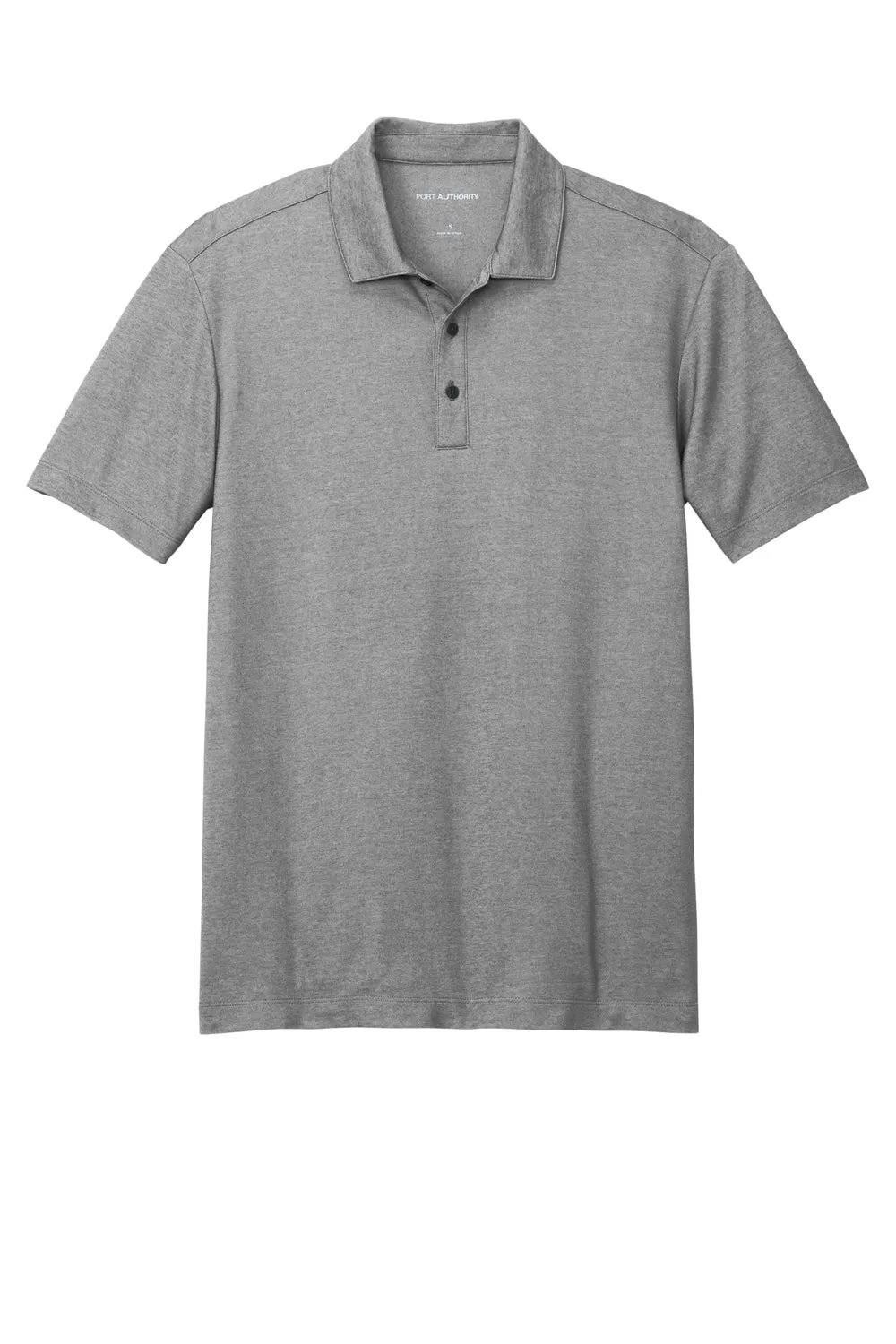 Port Authority Mens Fine Pique Moisture Wicking Short Sleeve Polo Shirt - Heather Charcoal Grey