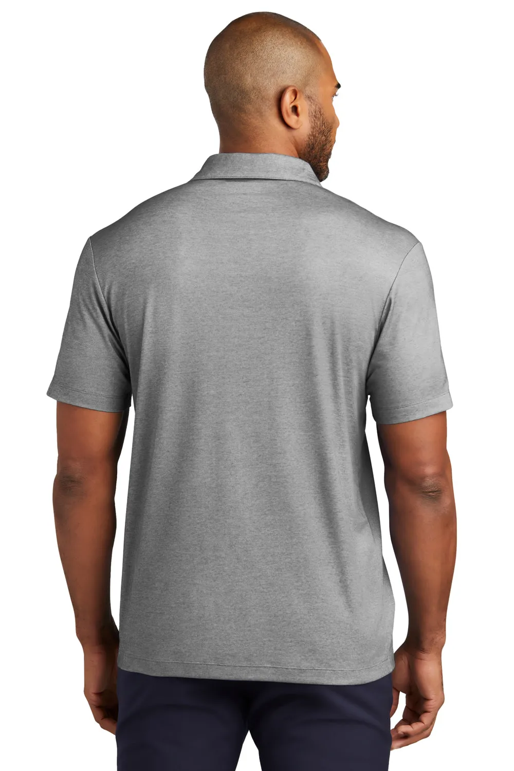 Port Authority Mens Fine Pique Moisture Wicking Short Sleeve Polo Shirt - Heather Charcoal Grey