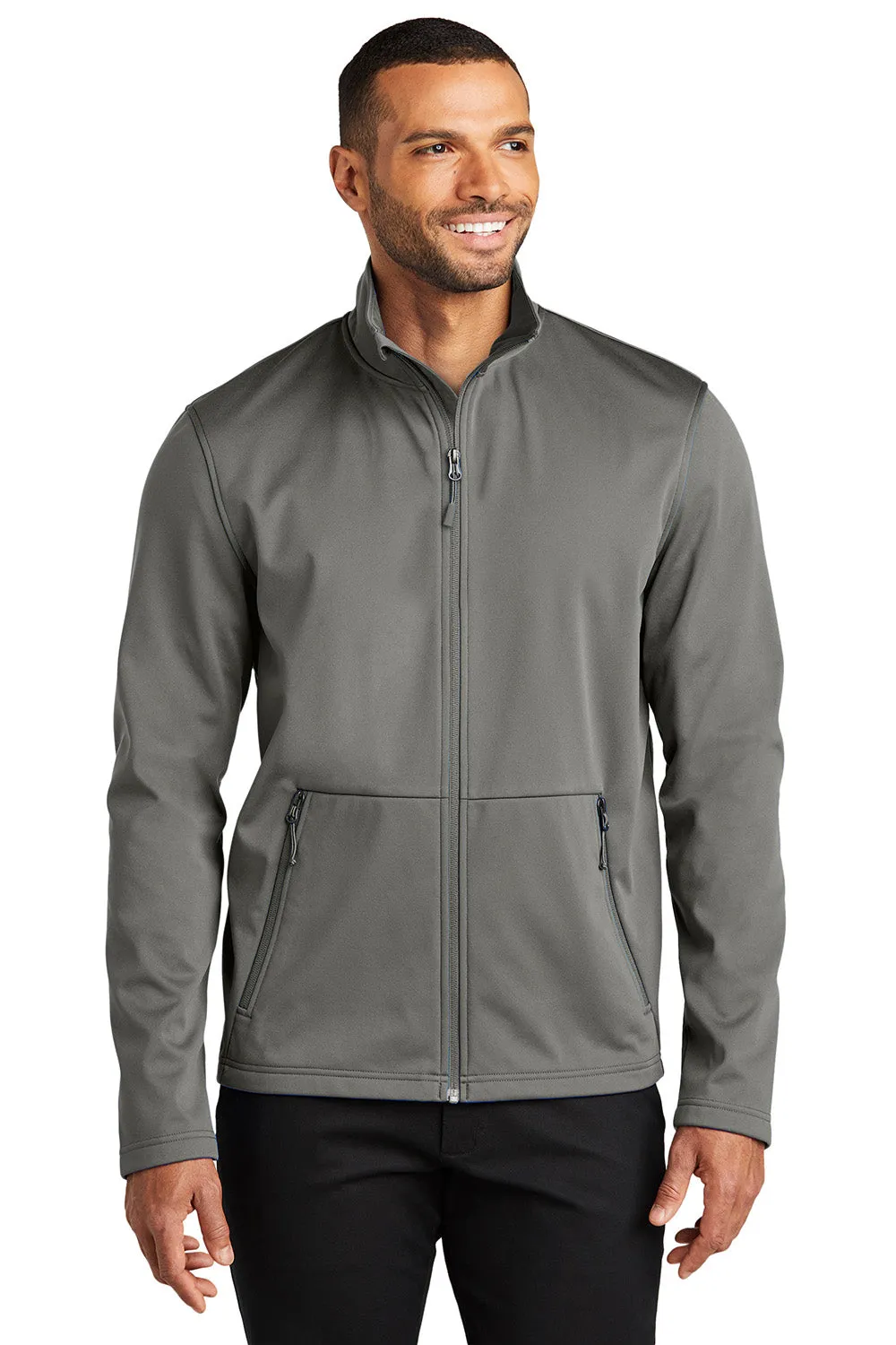 Port Authority Mens Flexshell Water Resistant Full Zip Jacket - Smoke Grey