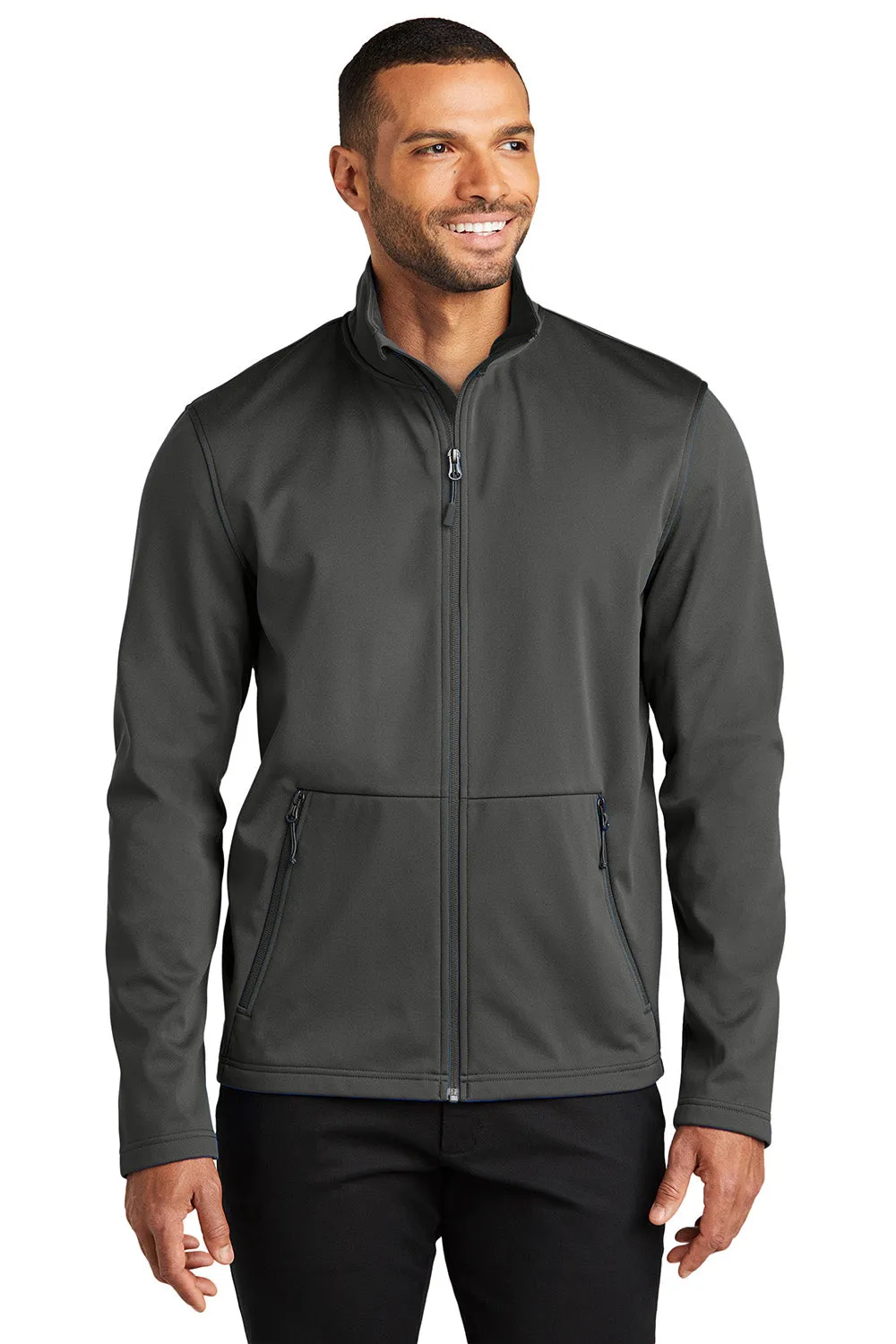 Port Authority Mens Flexshell Water Resistant Full Zip Jacket - Steel Grey