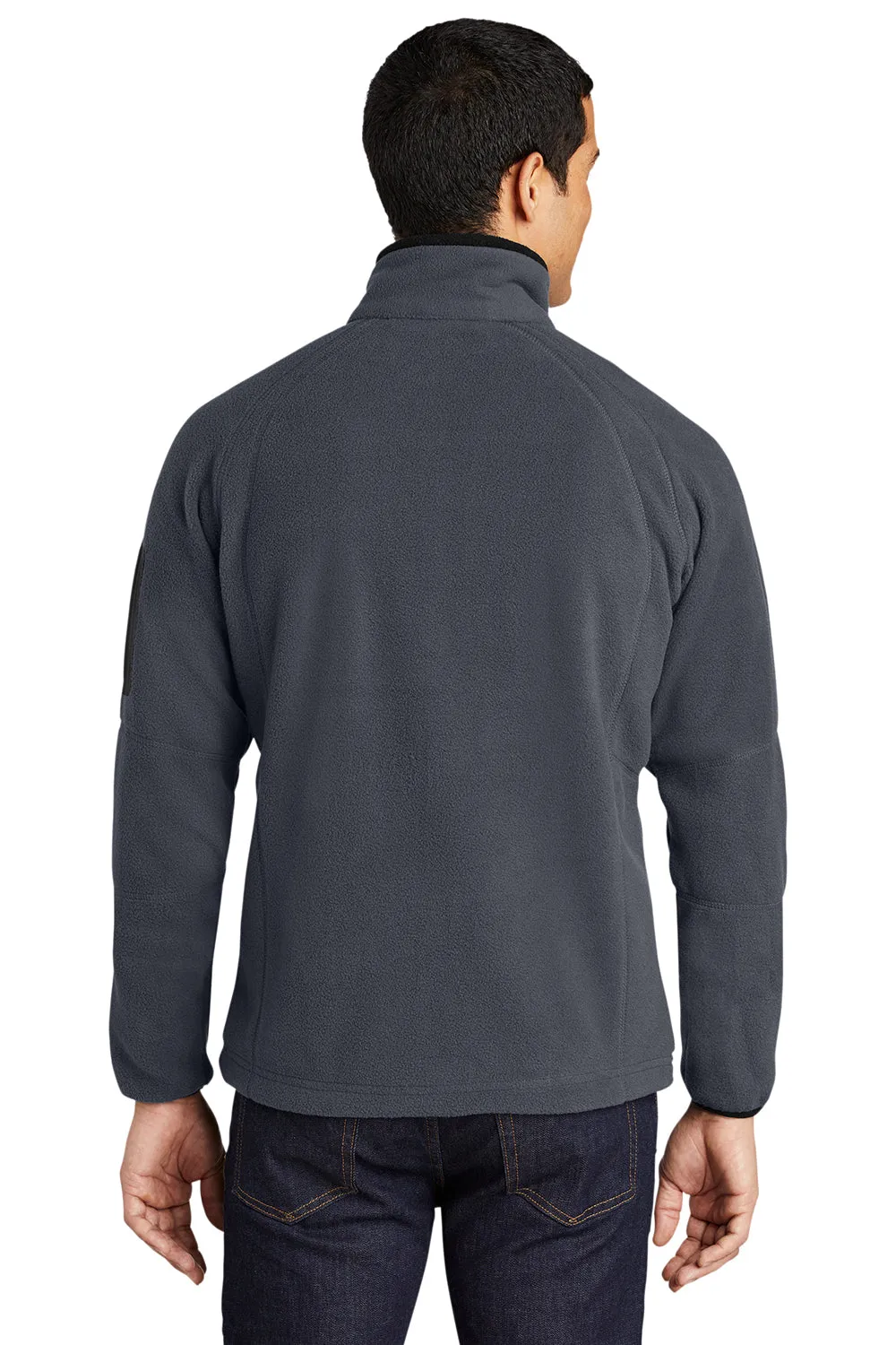 Port Authority Mens Full Zip Fleece Jacket - Battleship Grey/Black - Closeout