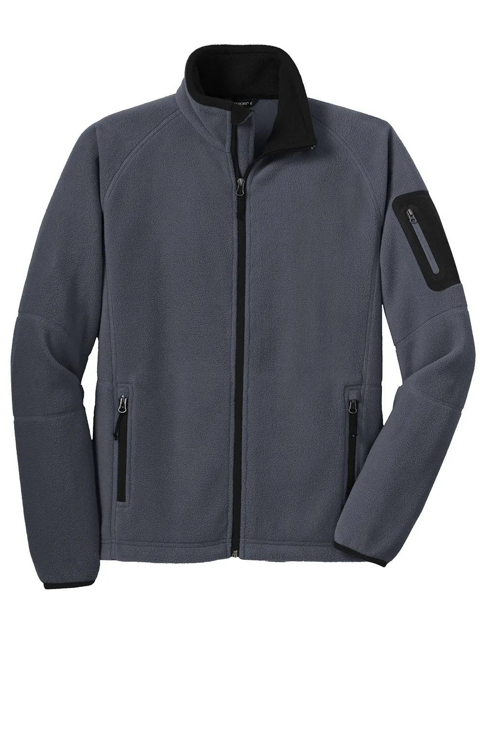 Port Authority Mens Full Zip Fleece Jacket - Battleship Grey/Black - Closeout