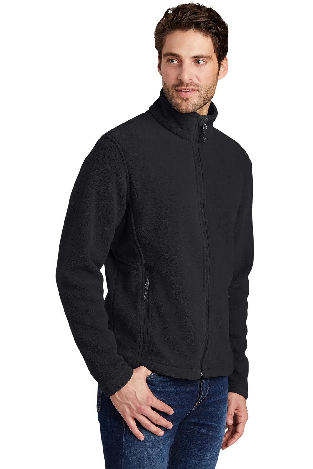 Port Authority Mens Full Zip Fleece Jacket - Black