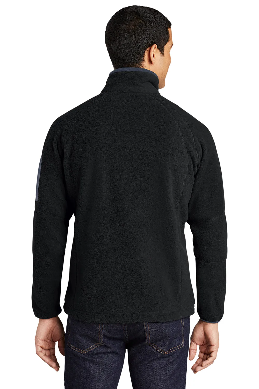 Port Authority Mens Full Zip Fleece Jacket - Black/Battleship Grey - Closeout
