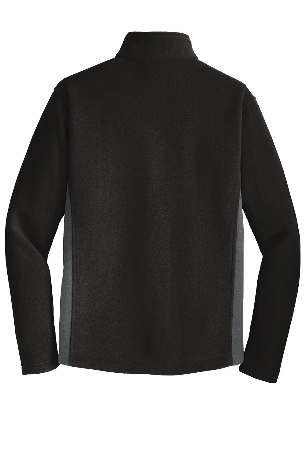 Port Authority Mens Full Zip Fleece Jacket - Black/Battleship Grey - Closeout